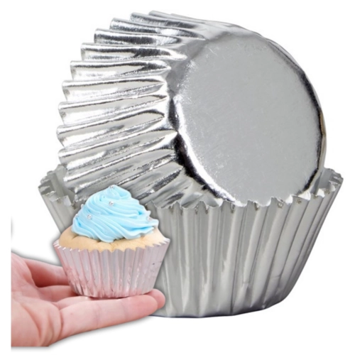 Foremki papierowe na muffinki babeczki srebrne 100szt