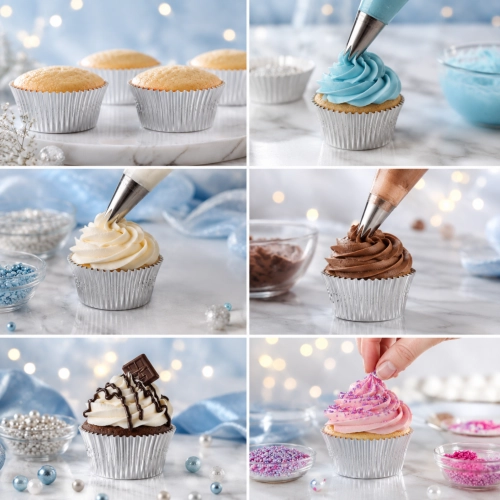 Papilotki do muffinek 60 sztuk foremki na babeczki srebrne dekoracje urodzinowe