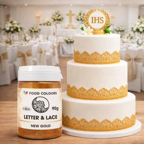 Masa cukrowa pasta do koronek 90g dekoracyjna Letter&Lace złota