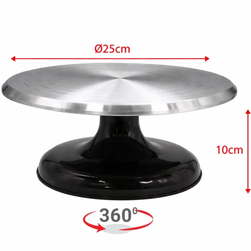Patera obrotowa dekorator do tortu ciasta aluminiowa 25 cm dekoracje urodzinowe stabilna