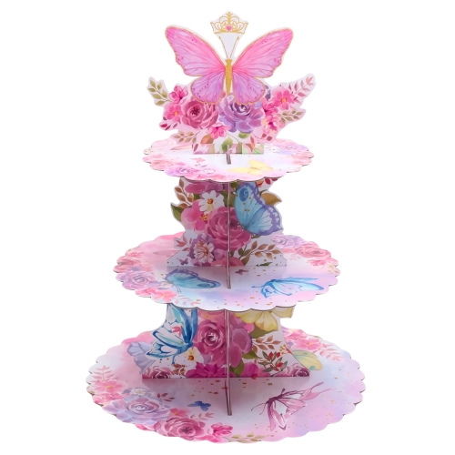 Patera papierowa na ciasto babeczki stojak na muffinki kwiaty motyle urodziny