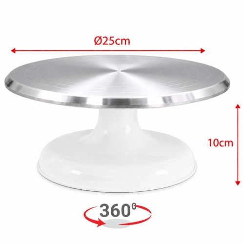 Patera obrotowa dekorator do tortu ciasta aluminiowa 25 cm dekoracje urodzinowe stabilna
