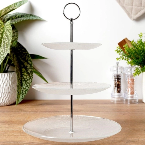 Patera na ciasto 3 piętrowa szklana do dekoracji stojak poziomowy