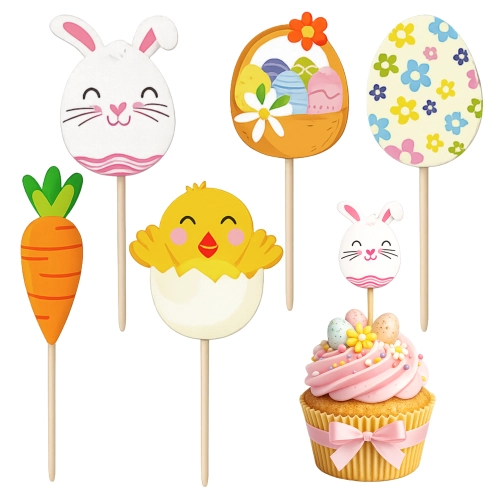 Topper na tort piker 5szt pisanka kurczaczek zajączek mix na babeczki Wielkanoc
