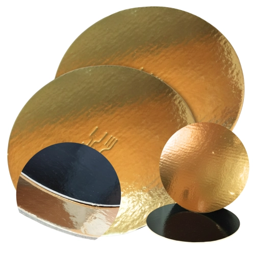 Podkład pod tort okrągły 22cm złoto czarny gładki błyszczący podkładka na ciasto 2szt