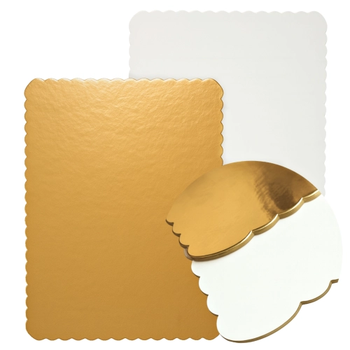 Podkład pod tort 40x60 cm złoto biały prostokątny gładki podkładka pod ciasto