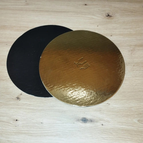 Podkład pod tort okrągły 24cm złoto czarny gładki błyszczący podkładka na ciasto