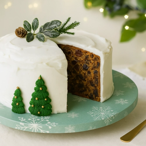 Podkład pod tort świąteczny śnieżynki płatki śniegu Boże Narodzenie sztywny 25 cm