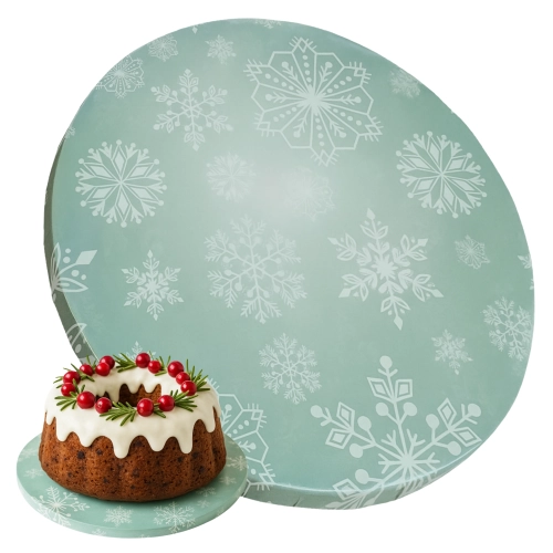 Podkład pod tort świąteczny śnieżynki płatki śniegu Boże Narodzenie sztywny 30 cm