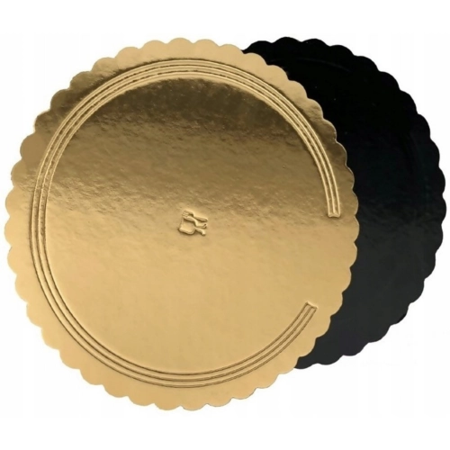 Podkład pod tort okrągły złoto czarny fala 28cm gruby podkładka na ciasto 5 sztuk