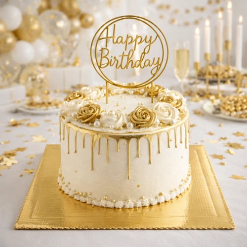 Podklad pod tort prostokątny 30x40 złoty fala podkładka na ciasto