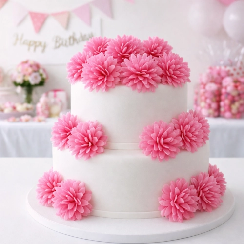Kwiaty na tort 12 sztuk kwiat jadalny waflowy stokrotka różowa dekoracje urodzinowe