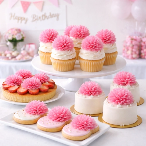 Kwiaty na tort 5 sztuk kwiat jadalny waflowy stokrotka różowa dekoracje urodzinowe