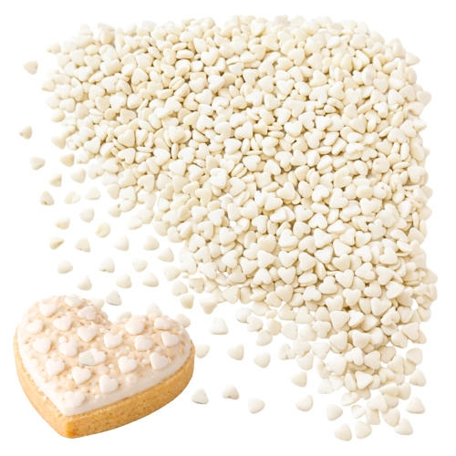 Posypka cukrowa na tort serce serduszka na walentynki białe 100g