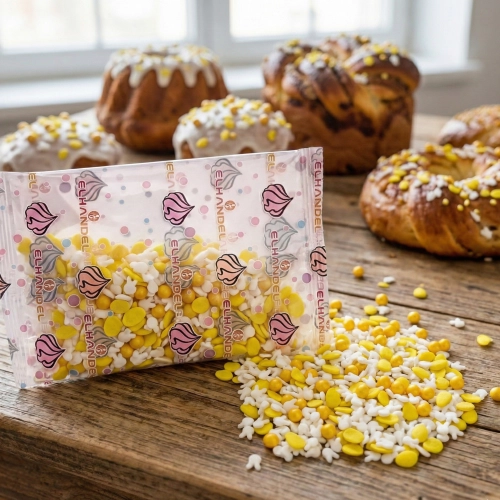 Posypka na tort 50g jajeczka cukrowe królik perełki mix dekoracje świąteczne Wielkanoc