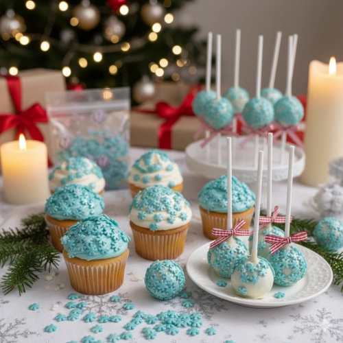 Posypka cukrowa na tort niebieskie śnieżynki święta Boże Narodzenie 50g