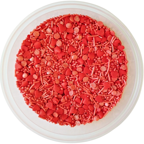 Posypka cukrowa na tort serce mix na walentynki czerwony perłowy 50g