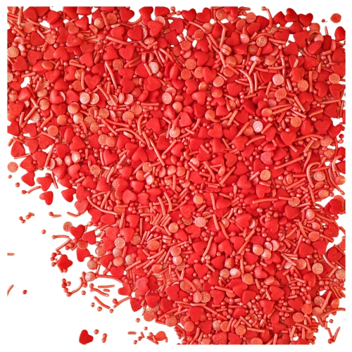 Posypka cukrowa na tort serce mix na walentynki czerwony perłowy 50g