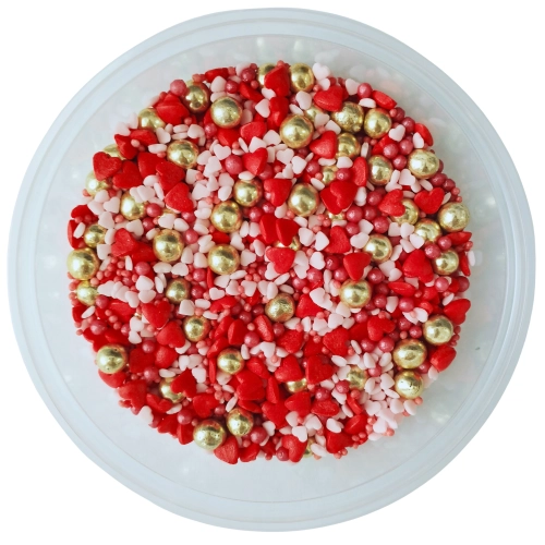 Posypka cukrowa na tort serce perełki mix na walentynki serca kolorowe 50g