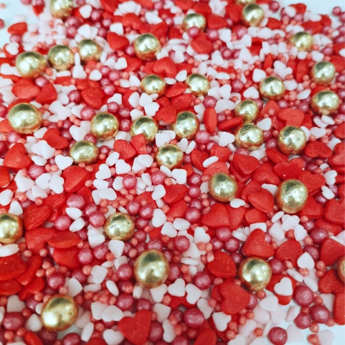 Posypka cukrowa na tort serce perełki mix na walentynki serca kolorowe 50g