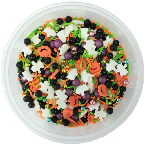 Posypka cukrowa na tort halloween dynia nietoperz pałeczki mix na babeczki 50g
