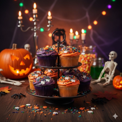 Posypka cukrowa na tort halloween dynia nietoperz pałeczki mix na babeczki 50g