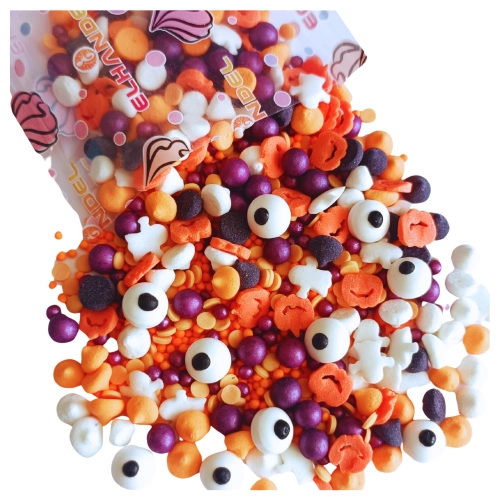Posypka na tort 50g beziki dynia duszki mix halloween dekoracje cukrowe na babeczki