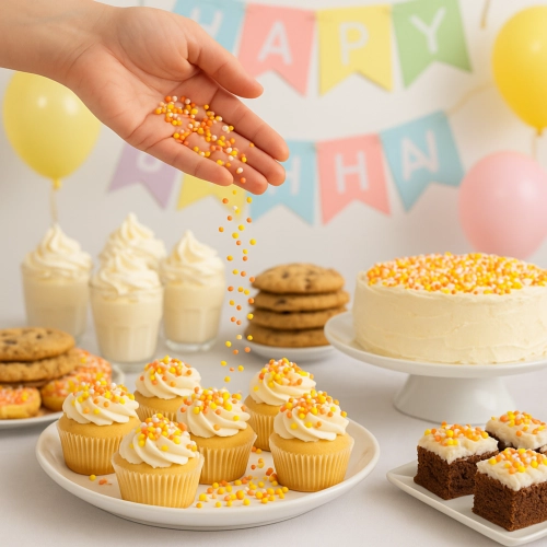 Posypka ozdoby na tort chrupki ryżowe perełki dekoracje urodzinowe mix 50g