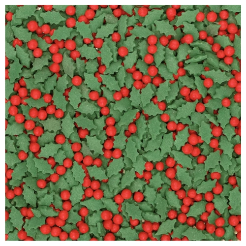 Posypka cukrowa na tort Boże Narodzenie perełki ostrokrzew dekoracja święta 55g