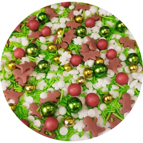 Posypka cukrowa na tort płatki śniegu ludzik perełki mix święta Boże Narodzenie 40g