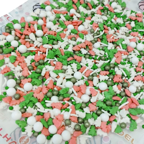 Posypka cukrowa na tort kolorowe choinki perełki mix święta Boże Narodzenie 40g