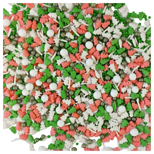 Posypka cukrowa na tort kolorowe choinki perełki mix święta Boże Narodzenie 40g