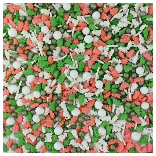 Posypka cukrowa na tort kolorowe choinki perełki mix święta Boże Narodzenie 40g