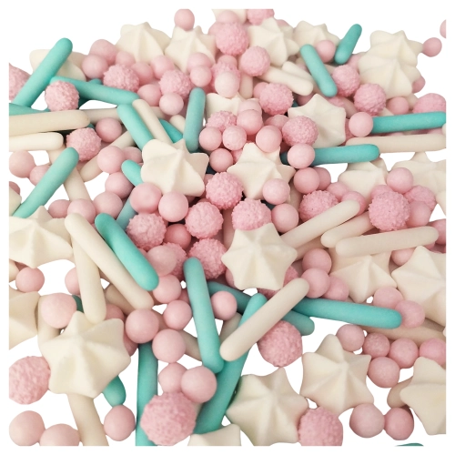 Posypka na tort 25g perełki makaroniki beziki mix dekoracje urodzinowe