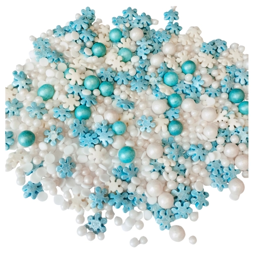 Posypka cukrowa na tort płatki śniegu perełki mix święta Boże Narodzenie 40g