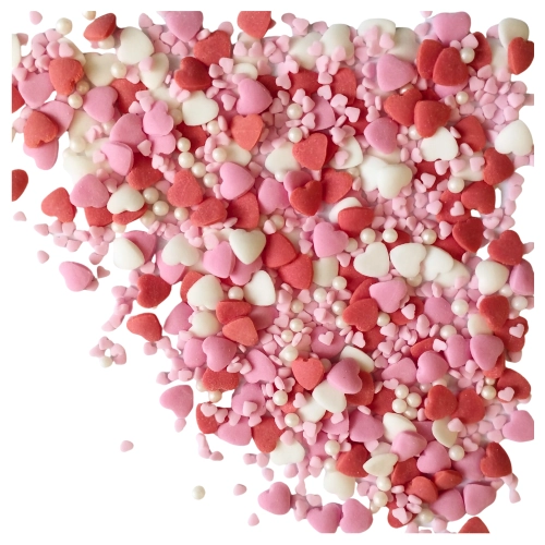 Posypka cukrowa na tort serce serduszka perełki mix na walentynki kolorowe 50g