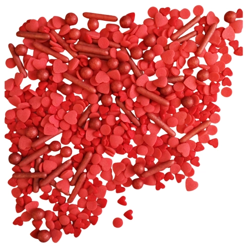 Posypka cukrowa na tort serce serduszka mix na walentynki czerwone 50g