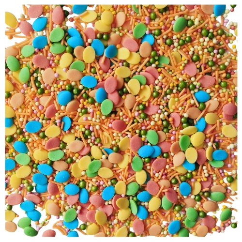 Posypka na tort 50g jajeczka cukrowe kolorowe perełki maczki dekoracje świąteczne Wielkanoc