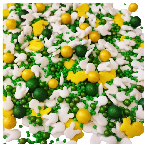 Posypka na tort 50g królik cukrowy zając perełki mix dekoracje świąteczne Wielkanoc