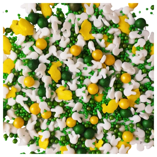 Posypka na tort 50g królik cukrowy zając perełki mix dekoracje świąteczne Wielkanoc