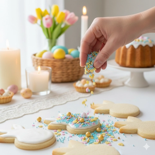 Posypka na tort 50g jajeczka cukrowe perełki maczki kule czekoladowe dekoracje świąteczne Wielkanoc