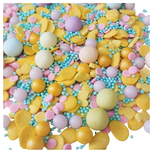 Posypka na tort 50g jajeczka cukrowe perełki maczki kule czekoladowe dekoracje świąteczne Wielkanoc