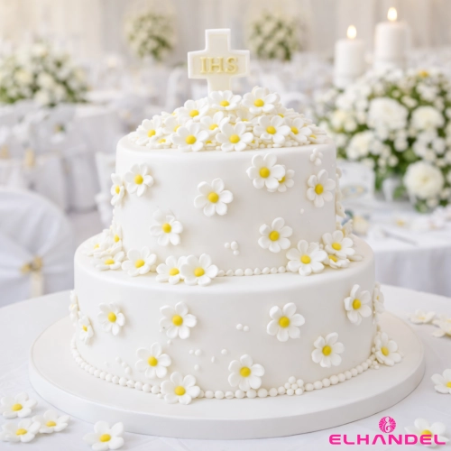 Kwiaty na tort 100 sztuk kwiat cukrowy biały dekoracje urodzinowe komunia wesele