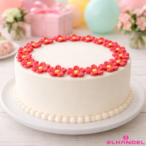 Kwiaty na tort 20 sztuk kwiat cukrowy czerwony dekoracje urodzinowe komunia wesele