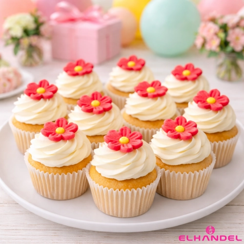 Kwiaty na tort 100 sztuk kwiat cukrowy czerwony dekoracje urodzinowe komunia wesele