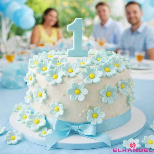 Kwiaty na tort 100 sztuk kwiat cukrowy niebieski na babeczki dekoracje urodzinowe komunia wesele