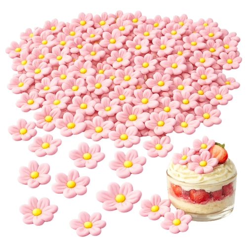 Kwiaty na tort 100 sztuk kwiat cukrowy różowy dekoracje urodzinowe komunia wesele