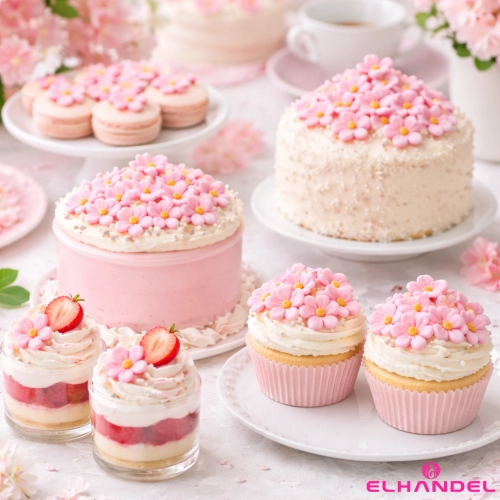 Kwiaty na tort 100 sztuk kwiat cukrowy różowy dekoracje urodzinowe komunia wesele