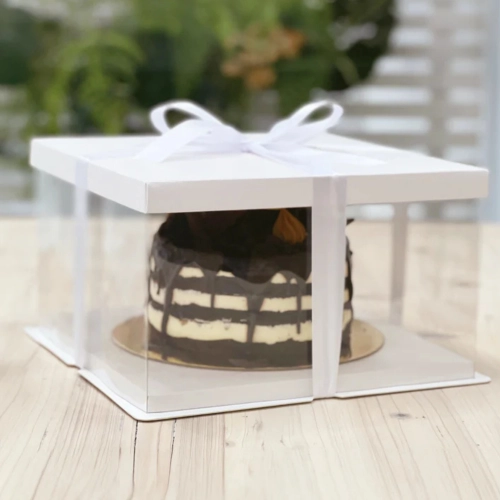 Opakowanie pudełko karton na tort ciasto chrzest wesele z okienkiem z wstążką 30x30x15cm 1szt