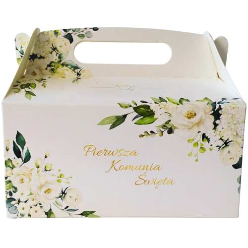 Pudełko na tort ciasto 5 sztuk Pierwsza Komunia Święta karton ozdobny z rączką opakowanie